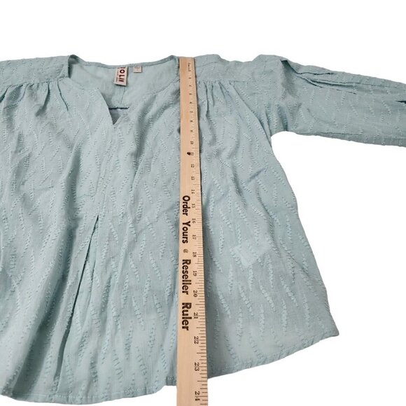 Anthropologie Dolan Blouse Small Blue Alvia Peasant 3/4 Balloon Sleeve Cotton - Picture 13 of 14